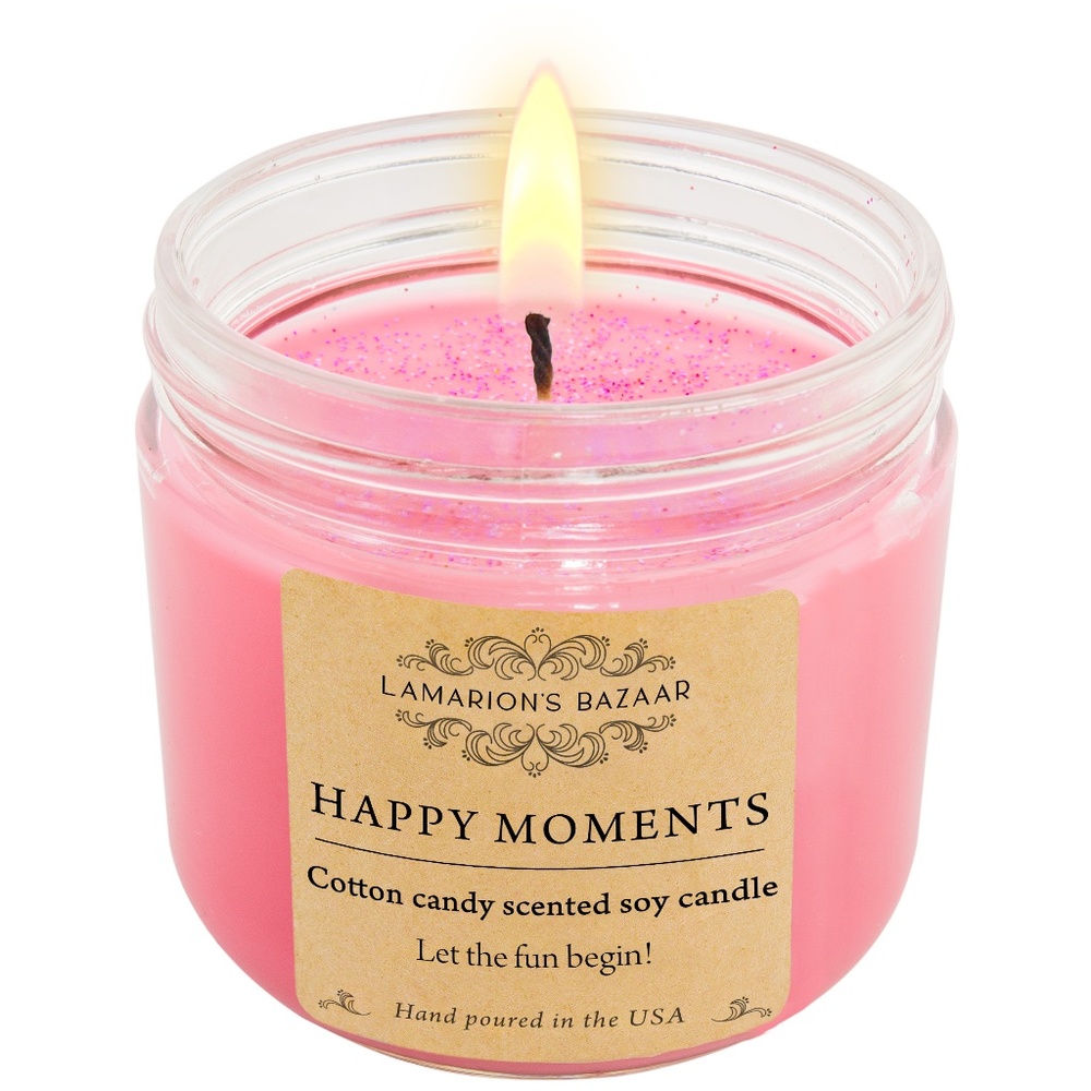 "HAPPY MOMENTS" - Cotton Candy Scented Candle - 100% Soy - Handmade